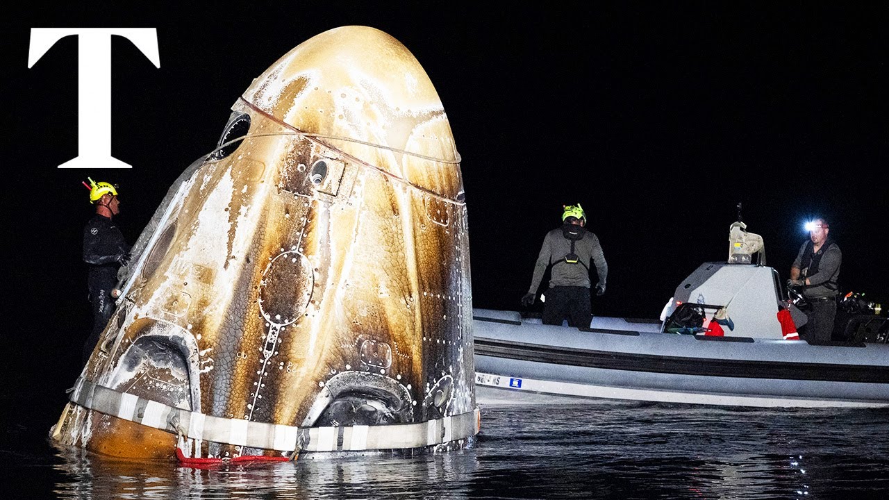 Crew-8 astronauts land safely in the SpaceX Dragon Endeavour following weather-related delays (video).