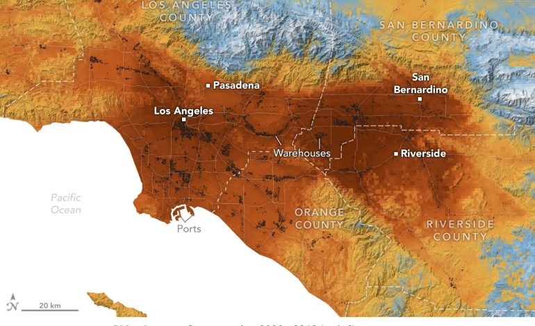 Research examines pollution levels around warehouses in the Los Angeles region.