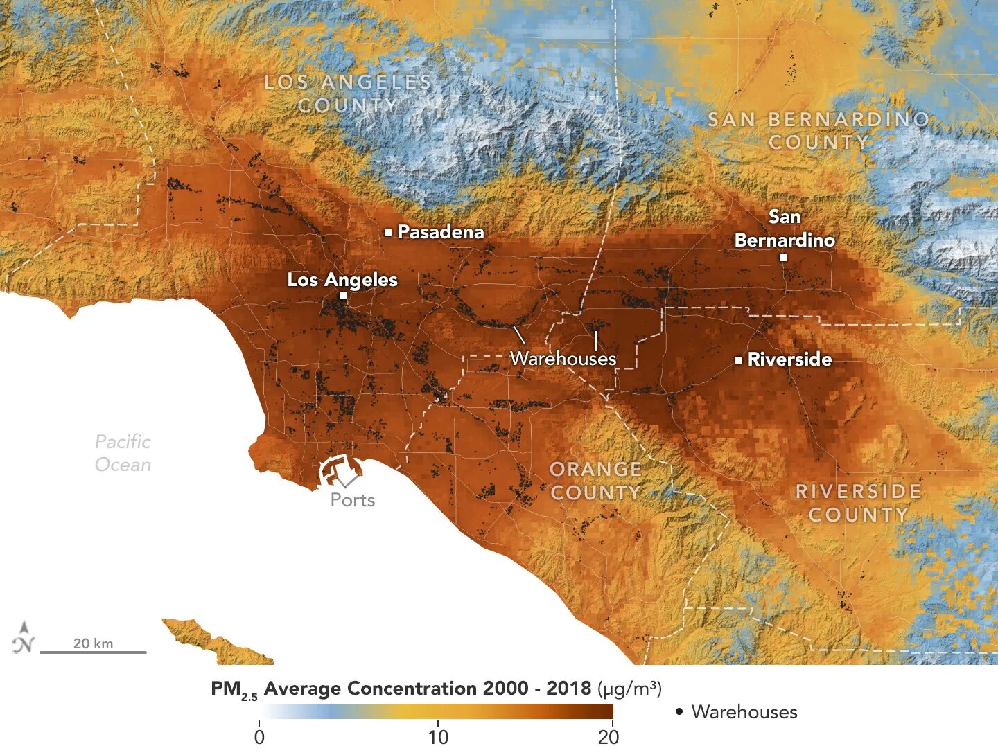 Research examines pollution levels around warehouses in the Los Angeles region.