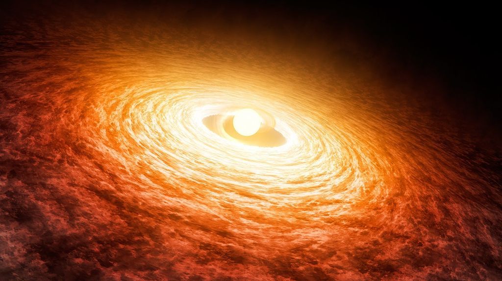 Hubble Telescope observes a star with a planet-forming disk that reaches temperatures three times higher than the sun.